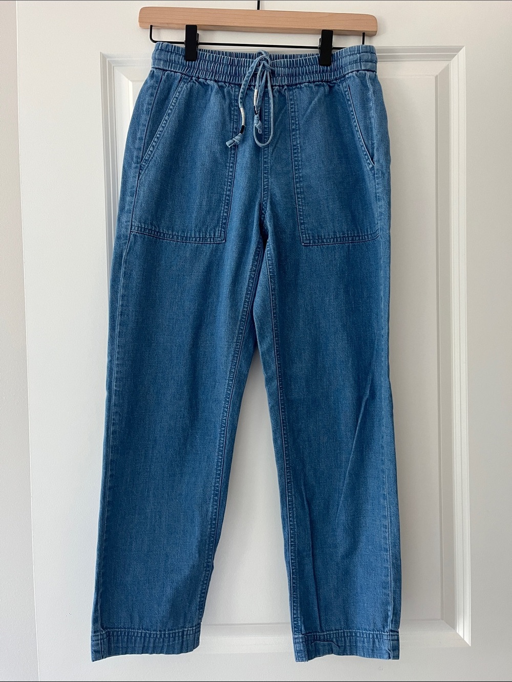 J. Crew Relaxed Drawstring Pull on Denim in Medium Blue